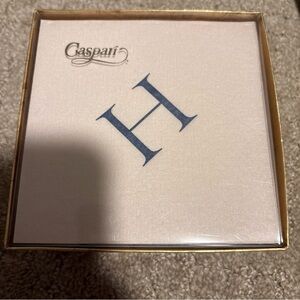 Caspari Napkin Box Cocktail Airlaid Initial H 30 Ct White Pearl Paper Linen